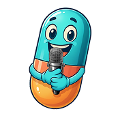 Yasmar Mascot - Friendly pill character with microphone